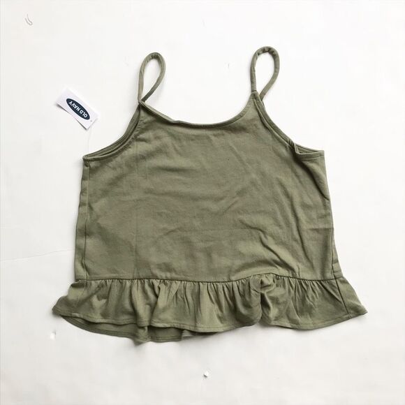 Old Navy NWT olive peplum tank top M(8Y) - Picture 5 of 5